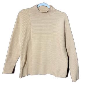 Women's C+D+M Tan Ribbed Half Turtleneck Sweater Size Large